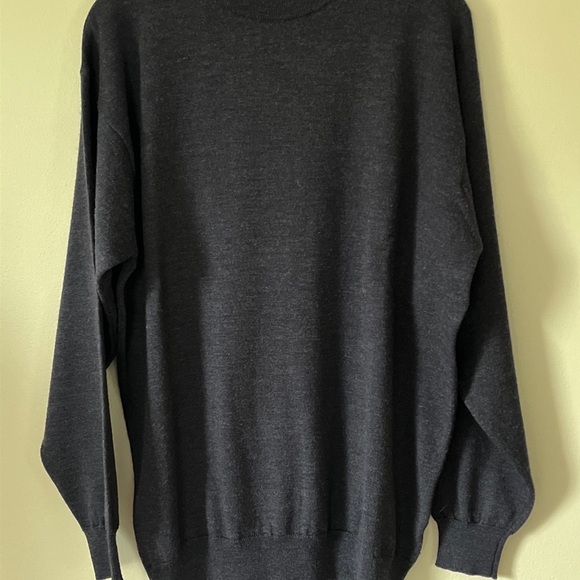 Nani Bon Made in Italy Men's Virgin Wool Sweater XL Navy Blue Soft Mock Neck - Picture 5 of 6